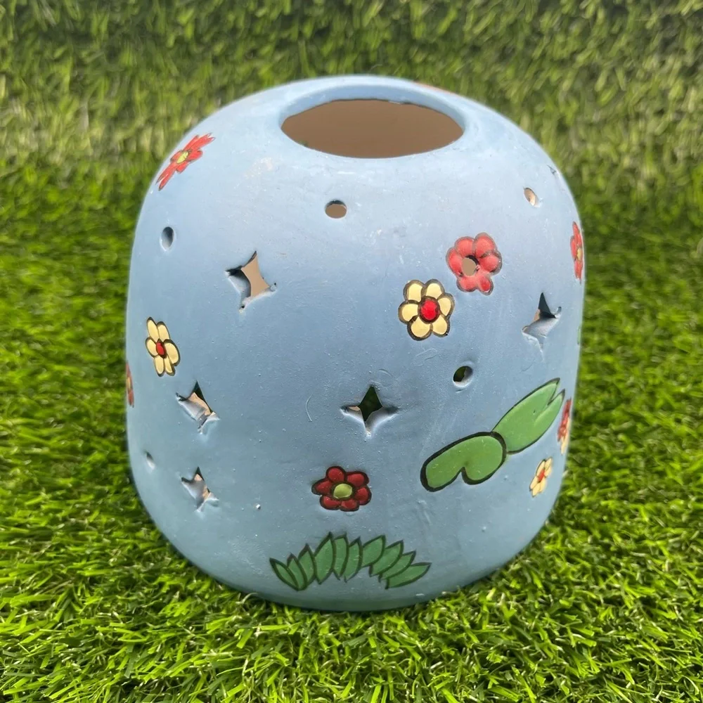 Vintage Hand-painted Ceramic Votive Candle Cover, Frog/Mushroom, EUC - Picture 6 of 11